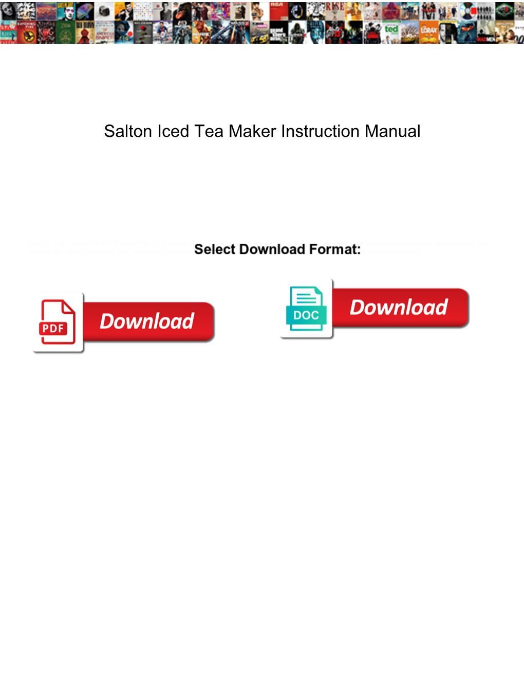 Salton Iced Tea Maker Instruction Manual