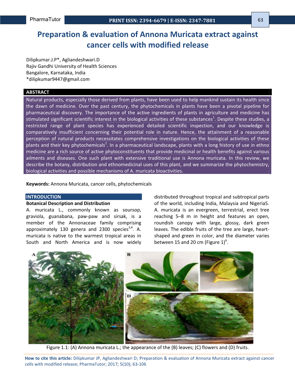 Preparation & Evaluation of Annona Muricata Extract Against Cancer