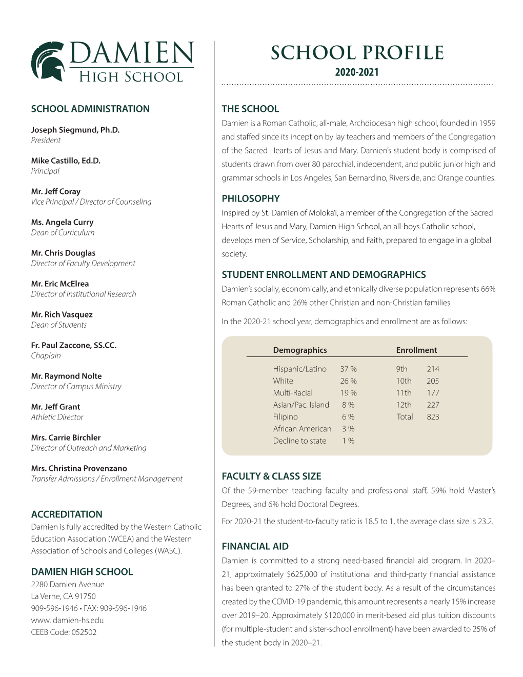 SCHOOL PROFILE High School 2020-2021