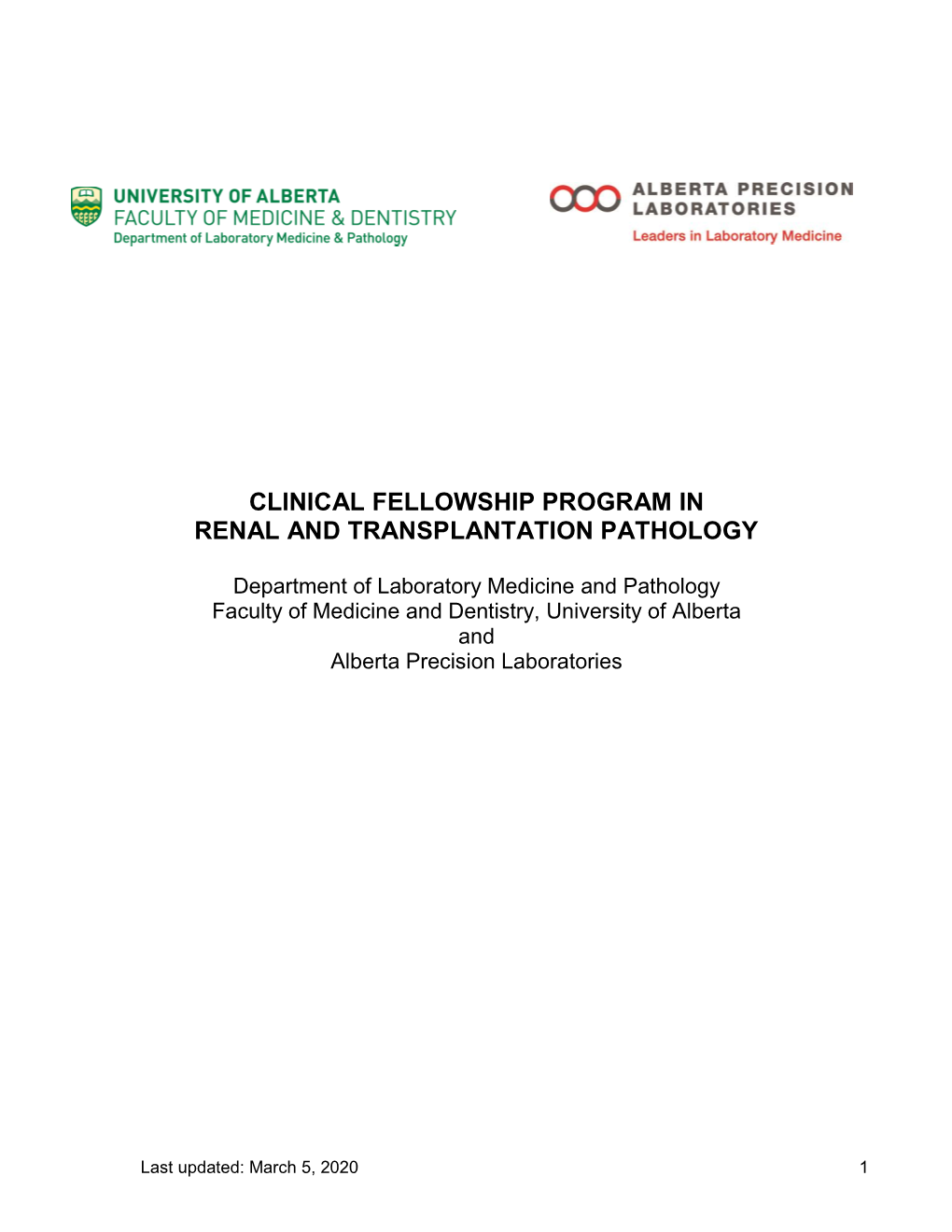 Clinical Fellowship Program in Renal and Transplantation Pathology