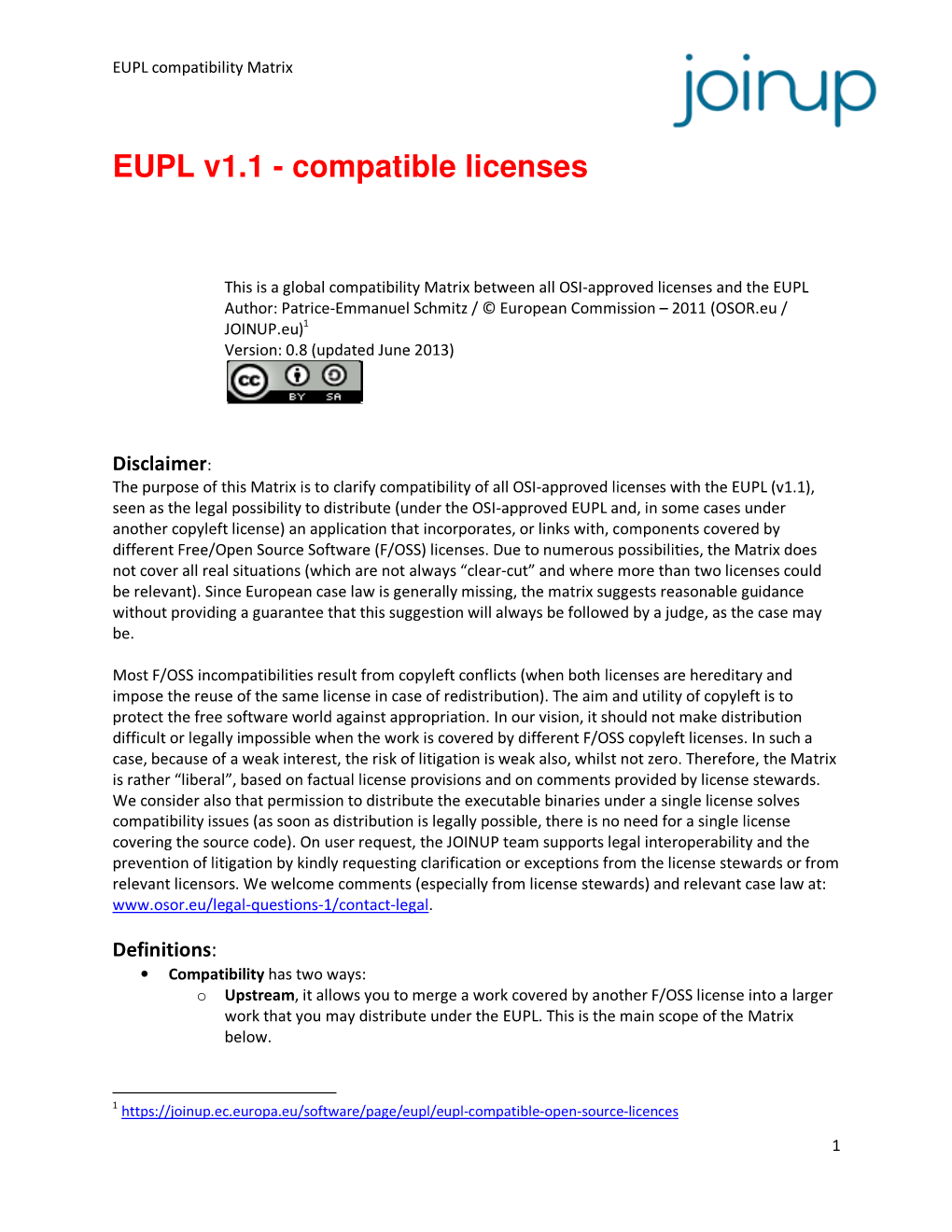 EUPL V1.1 - Compatible Licenses