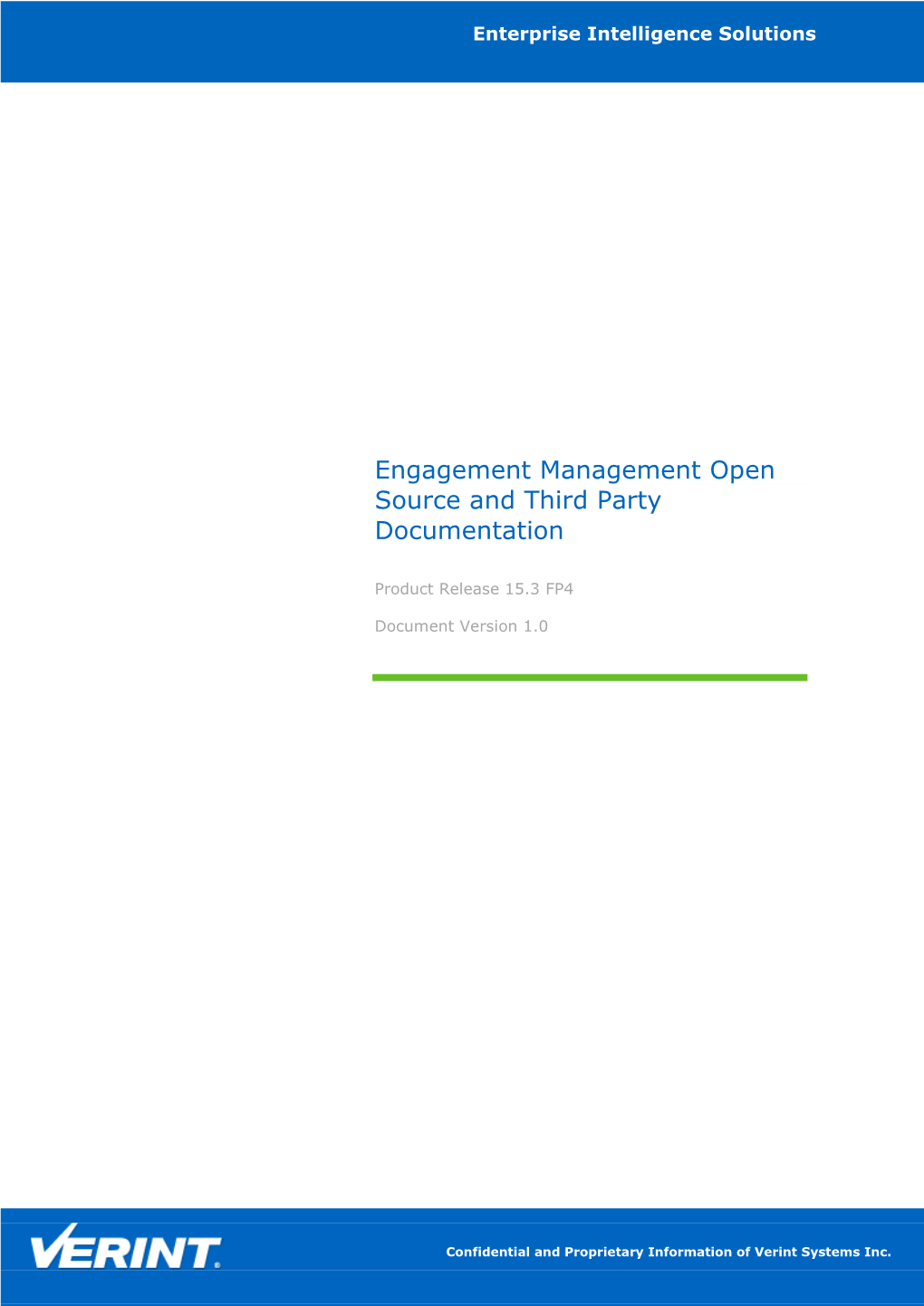 Engagement Management Open Source and Third Party Documentation