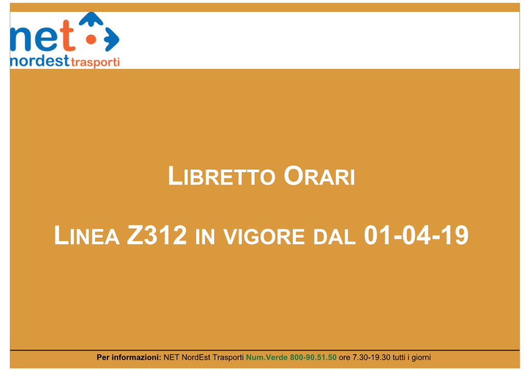 Libretto Orari Linea Z312 in Vigore Dal 01-04-19