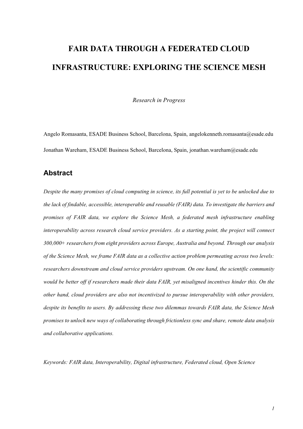 Fair Data Through a Federated Cloud Infrastructure: Exploring the Science Mesh