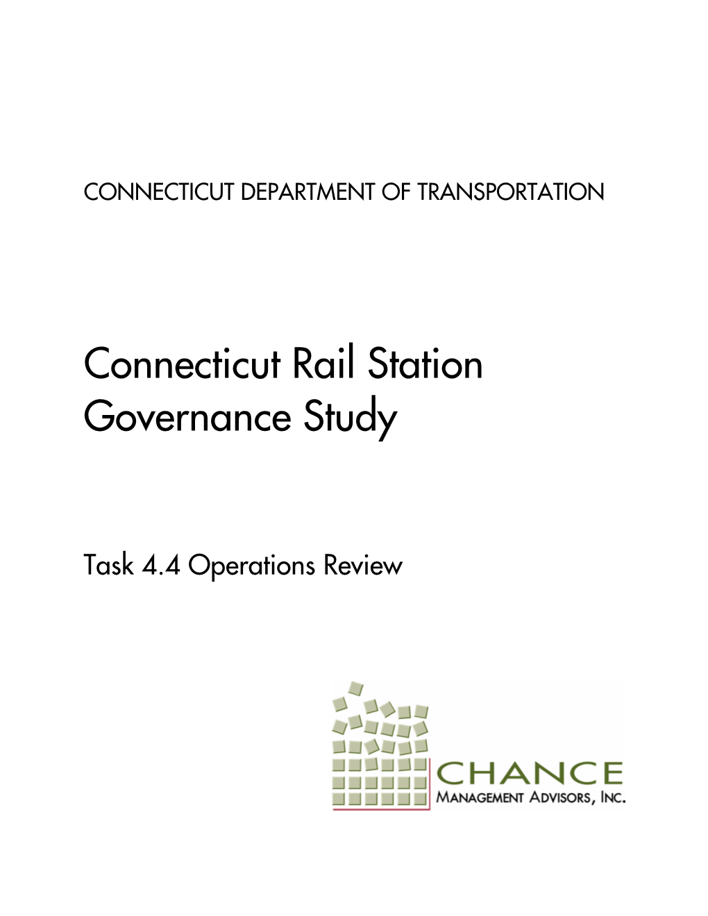 Connecticut Rail Station Governance Study