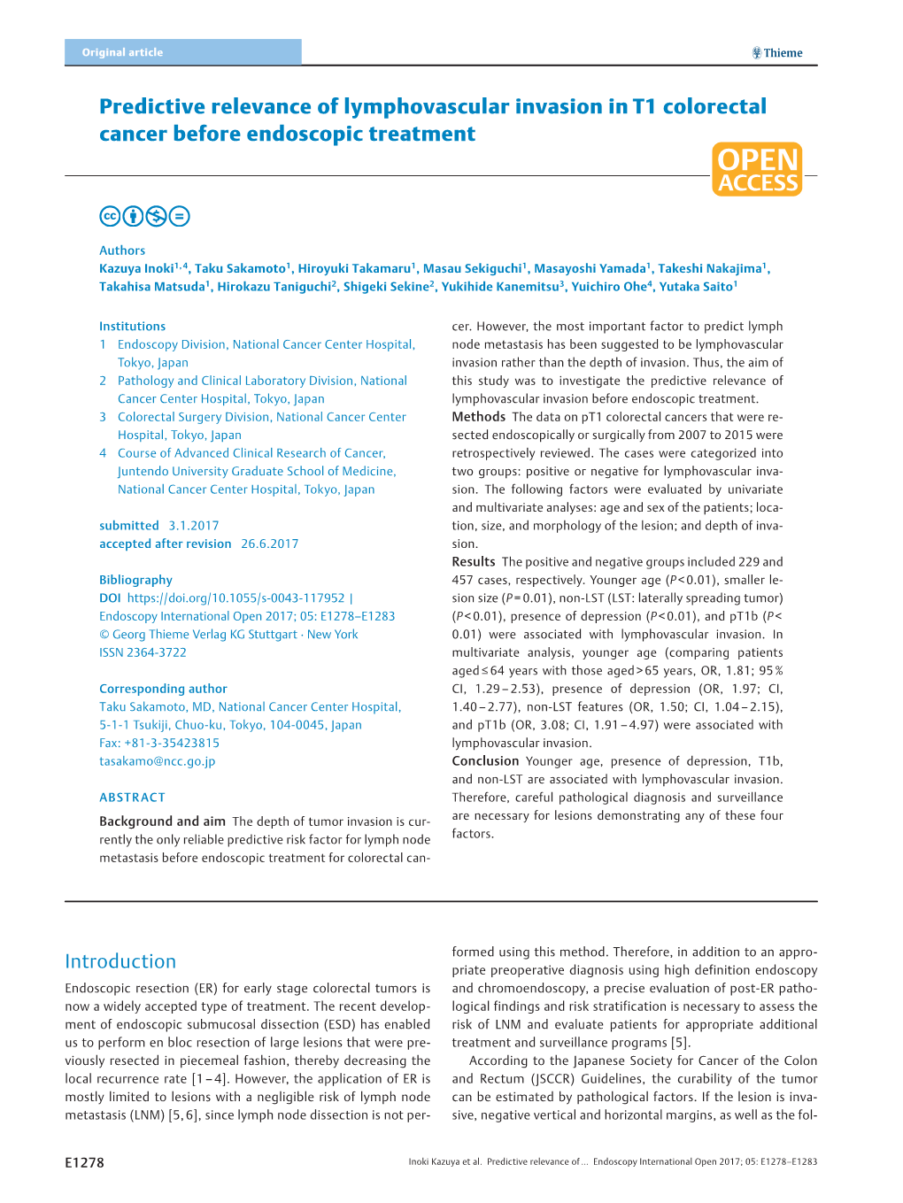 Predictive Relevance of Lymphovascular Invasion in T1 Colorectal Cancer Before Endoscopic Treatment