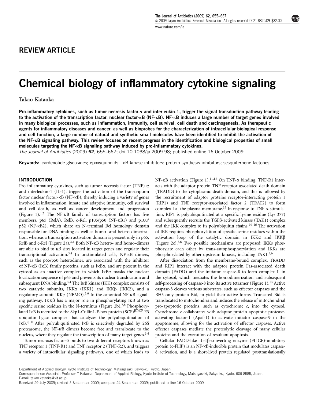Chemical Biology of Inflammatory Cytokine Signaling