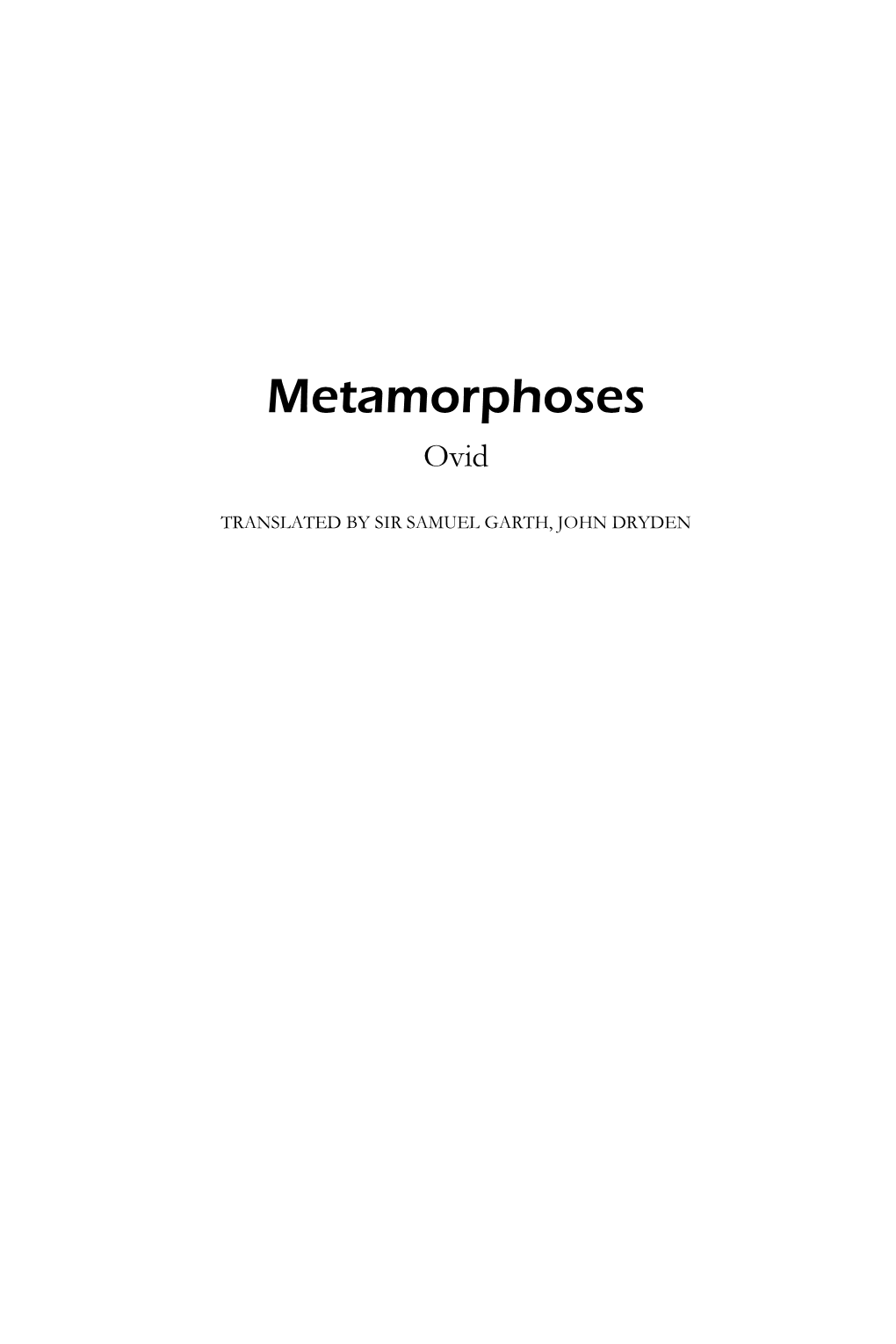 Ovid's Metamorphoses