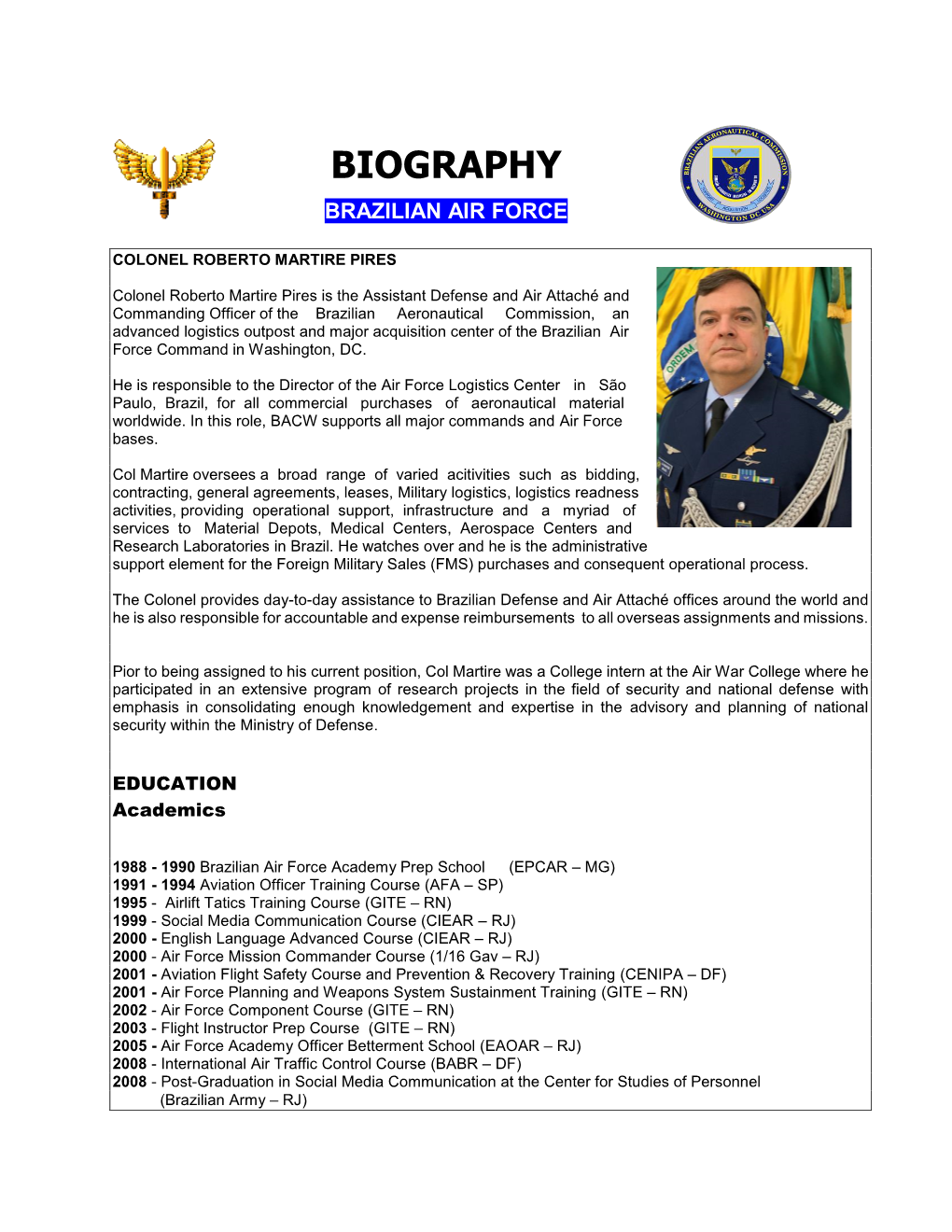 Biography Brazilian Air Force