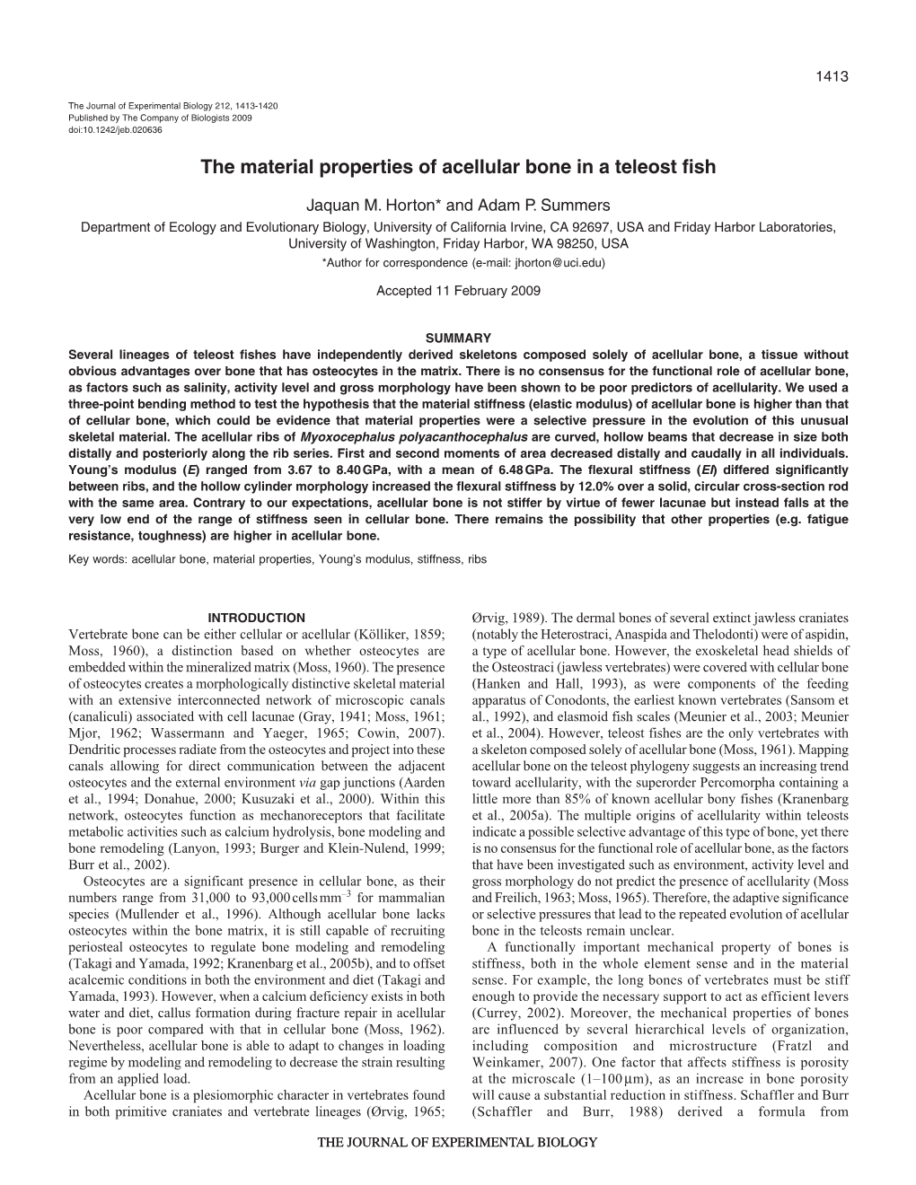 The Material Properties of Acellular Bone in a Teleost Fish