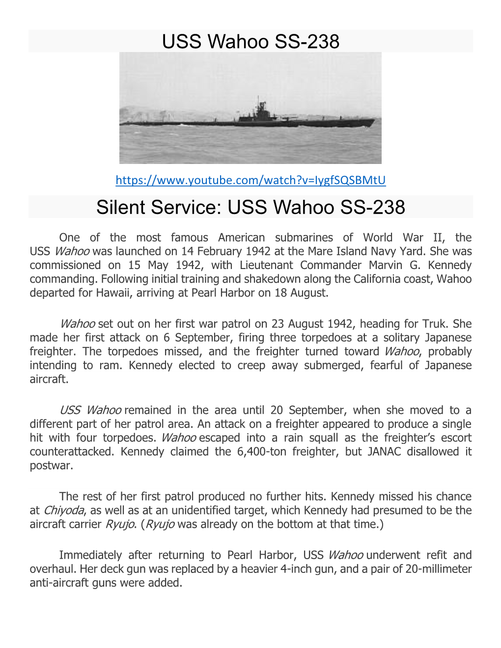 USS Wahoo SS-238