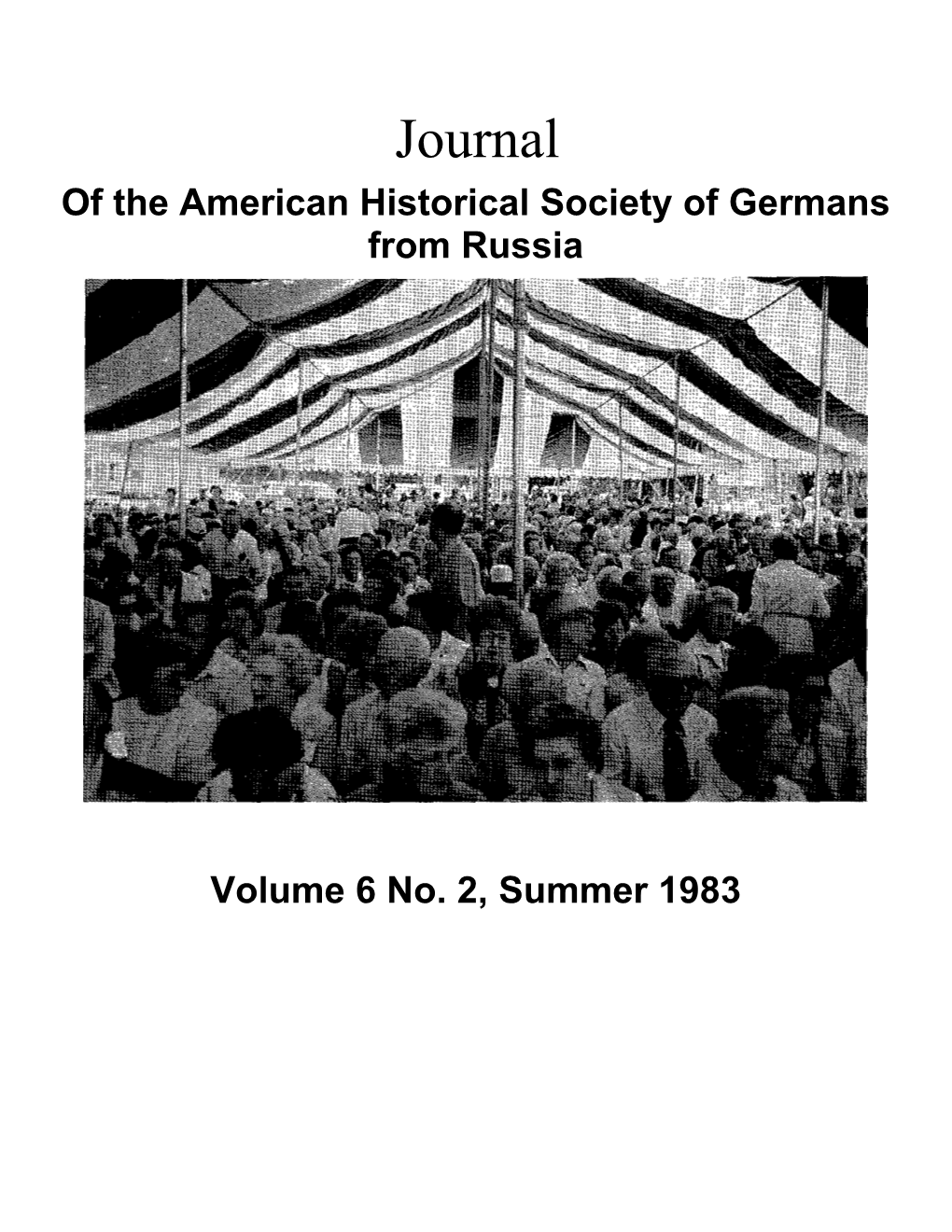 Journal of the American Historical Society of Germans from Russia