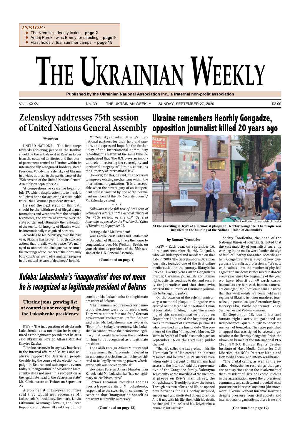 The Ukrainian Weekly, 2020