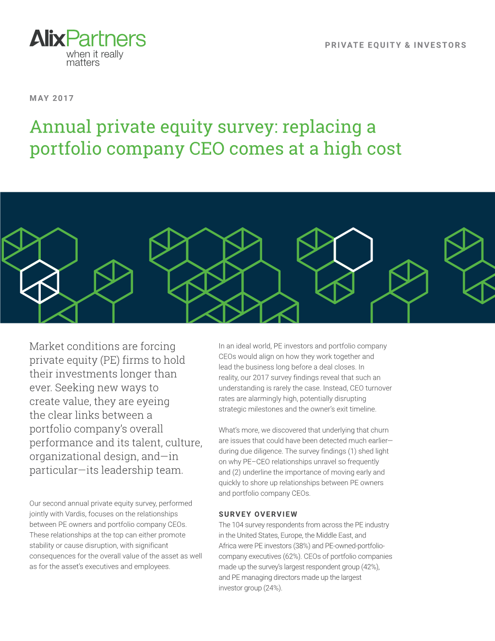 Annual Private Equity Survey: Replacing a Portfolio Company CEO Comes at a High Cost