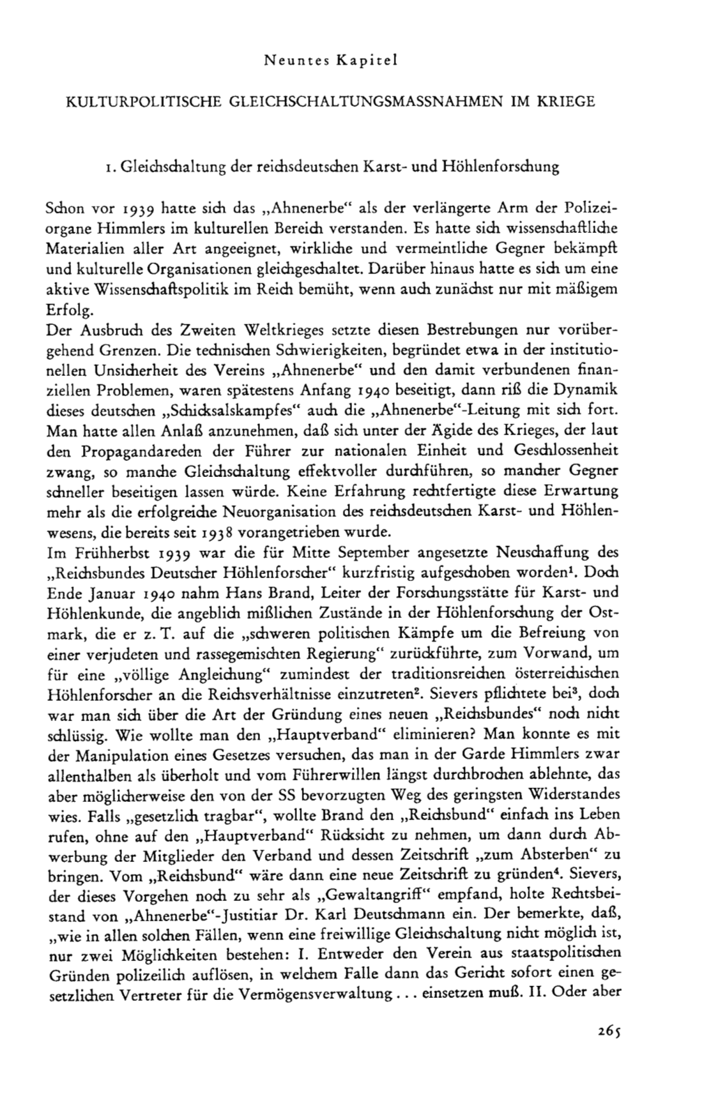 I. Gleichschaltung Der Reichsdeutschen Karst- Und Höhlenforschung