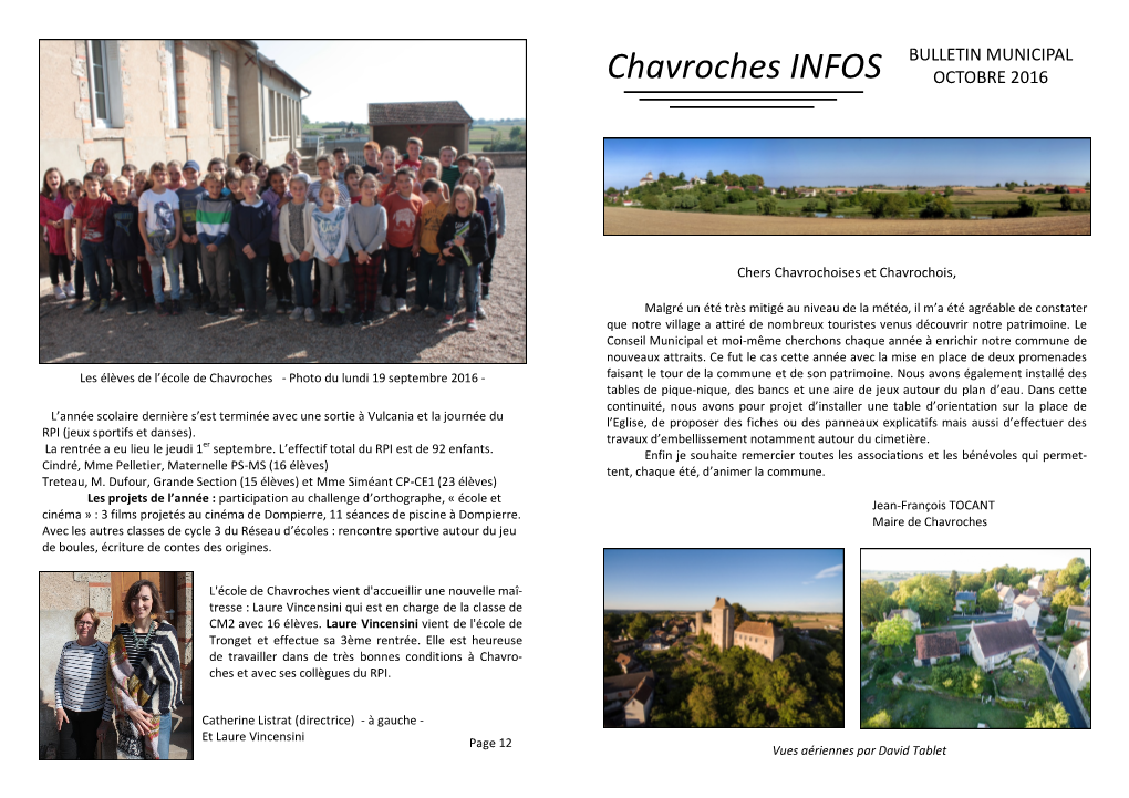 Chavroches INFOS OCTOBRE 2016