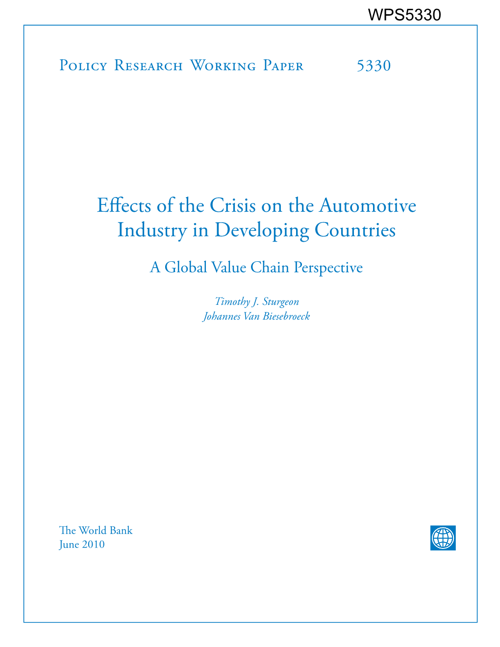 Effects of the Crisis on the Automotive Industry in Developing Countries