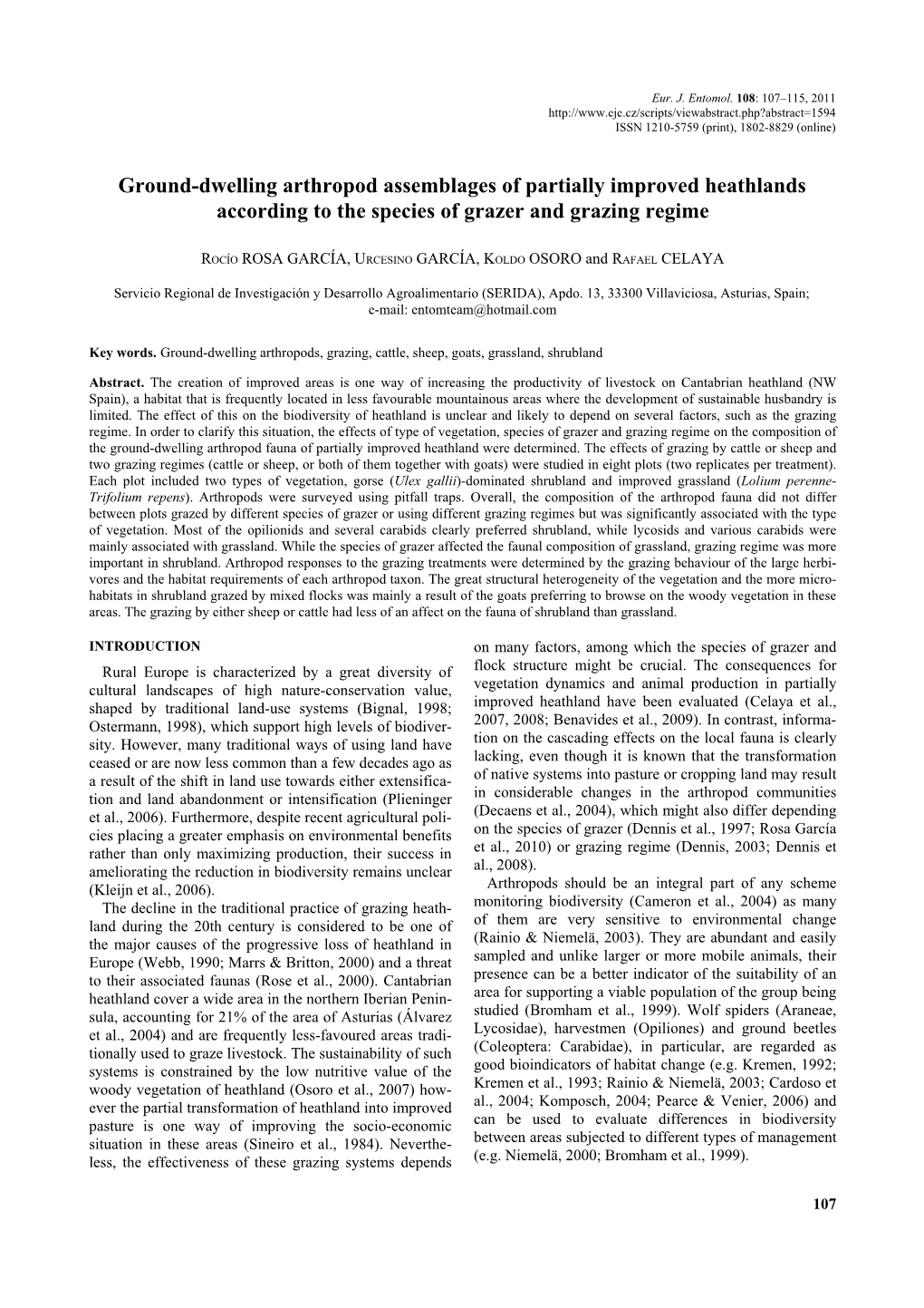 Ground-Dwelling Arthropod Assemblages of Partially Improved Heathlands According to the Species of Grazer and Grazing Regime