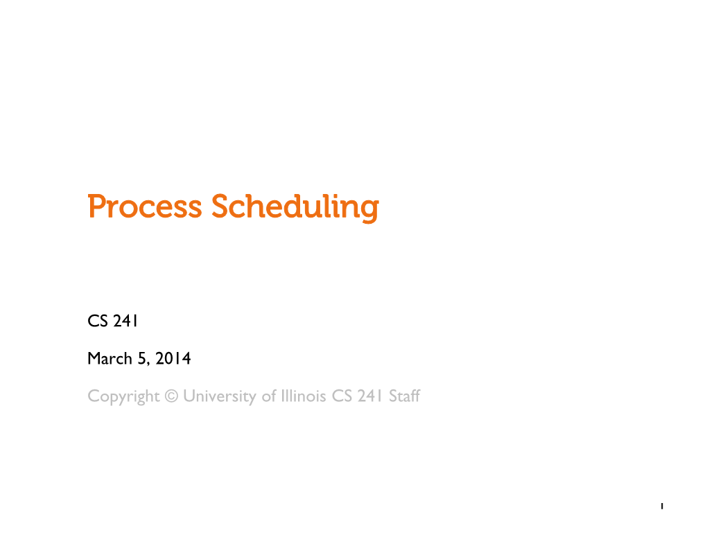 Process Scheduling