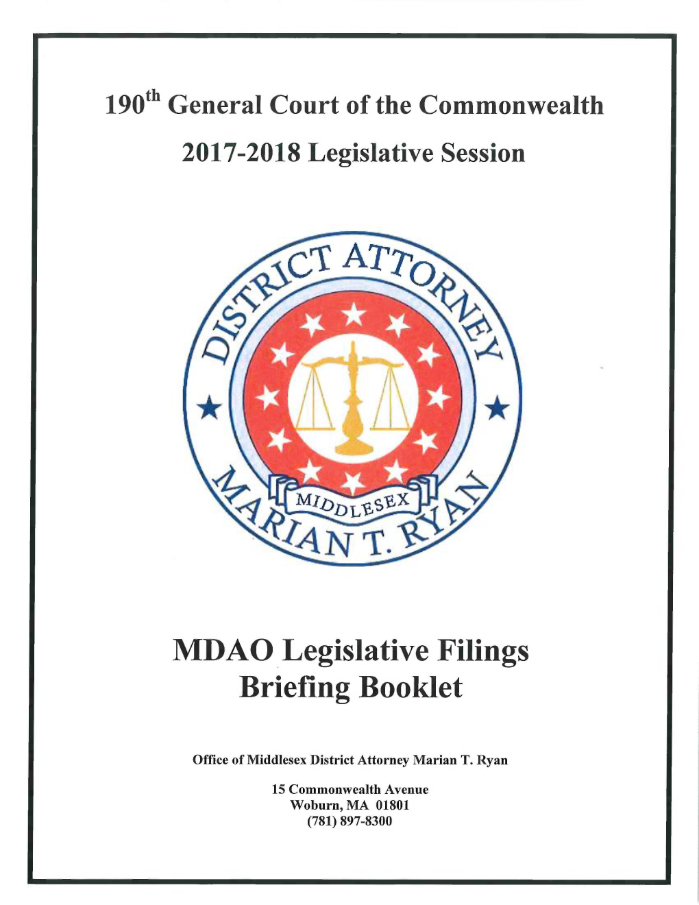 MDAO Legislative Filings Briefing Booklet