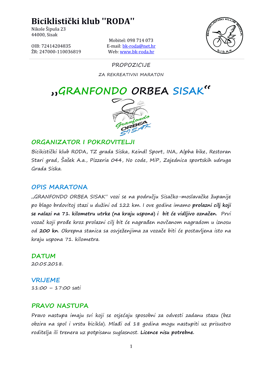 „Granfondo Orbea Sisak“