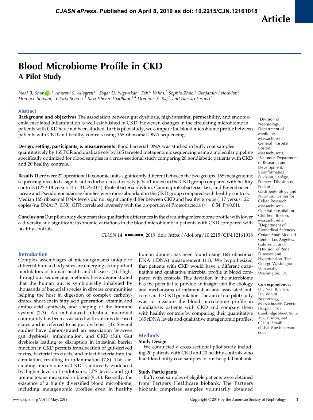 Blood Microbiome Profile In