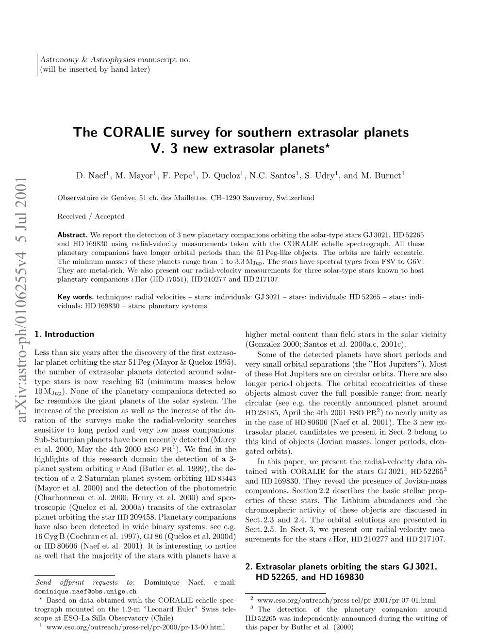 The CORALIE Survey for Southern Extrasolar Planets V: 3 New