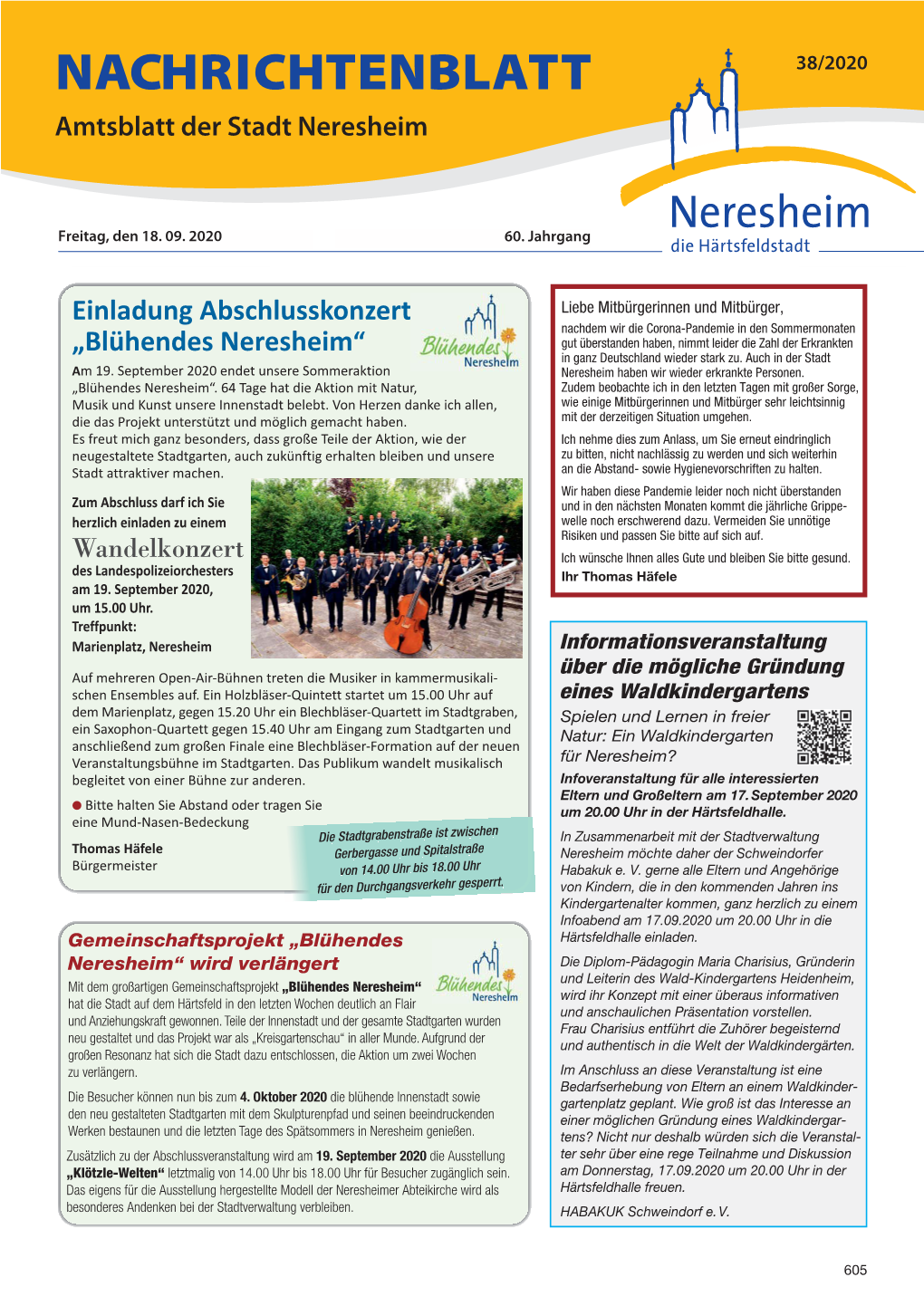 NACHRICHTENBLATT 38/2020 Amtsblatt Der Stadt Neresheim