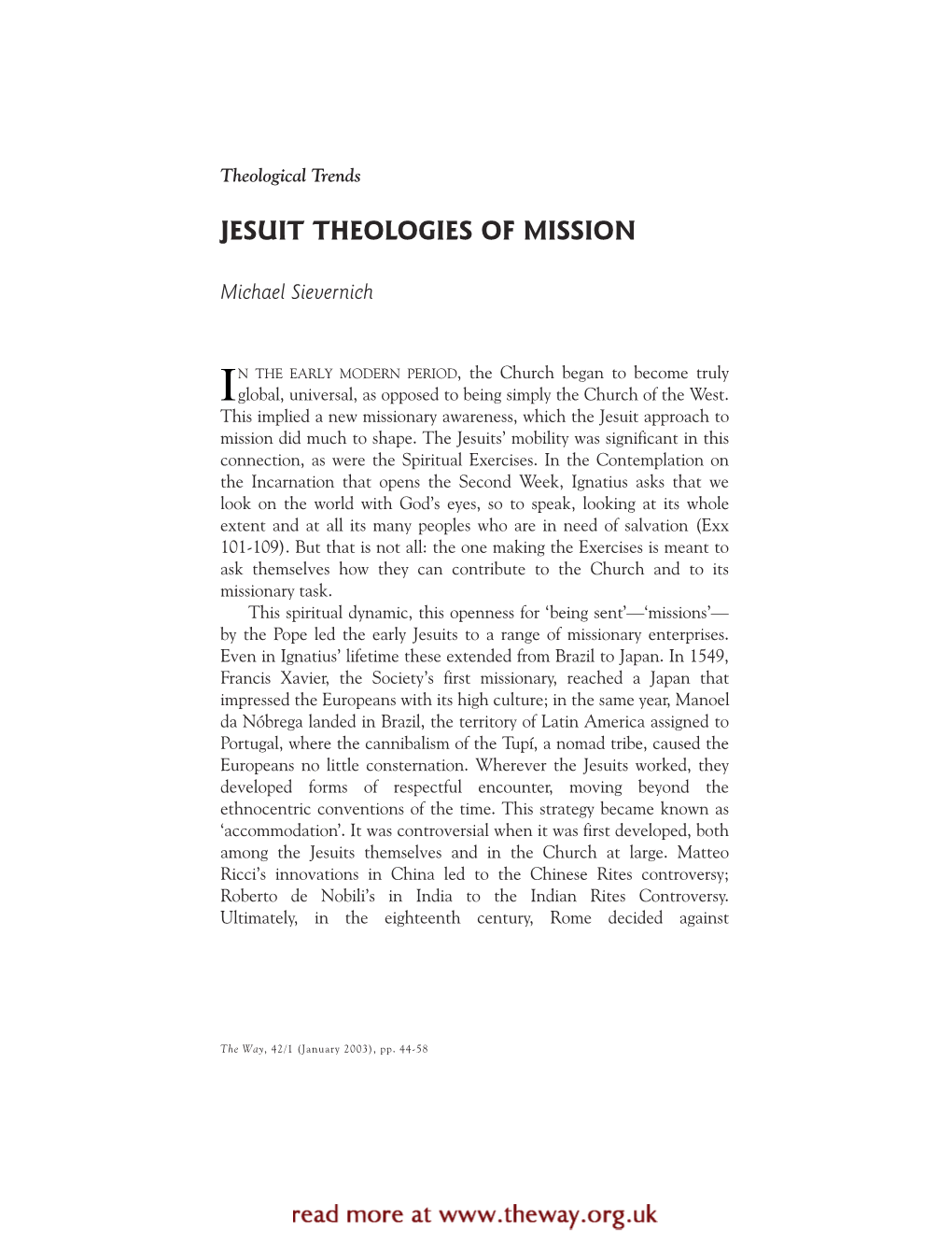 Jesuit Theologies of Mission