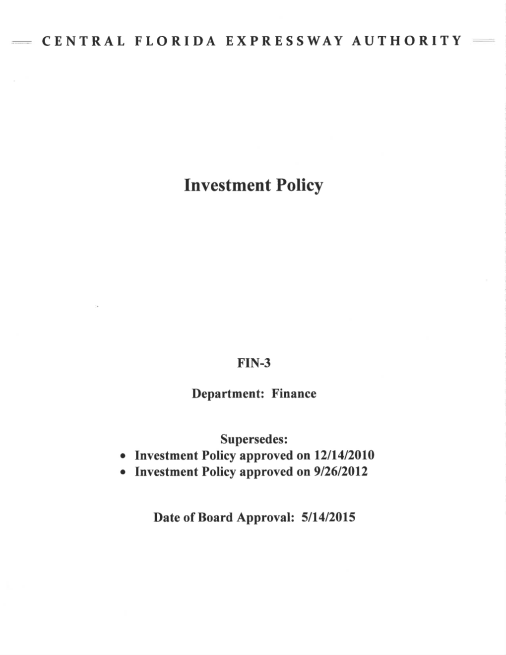 Investment Policy