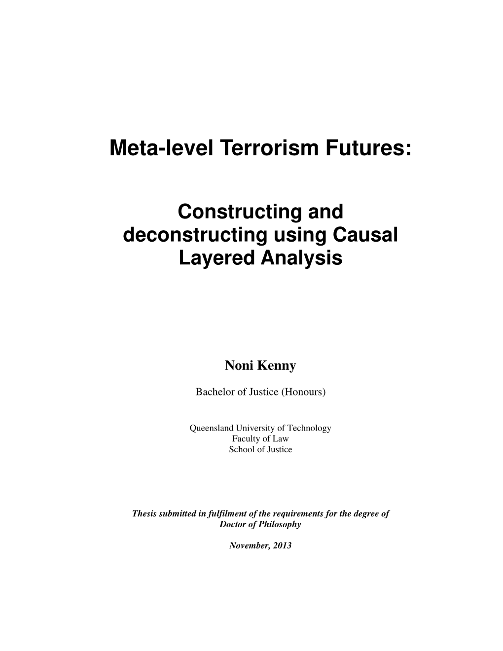 Meta-Level Terrorism Futures