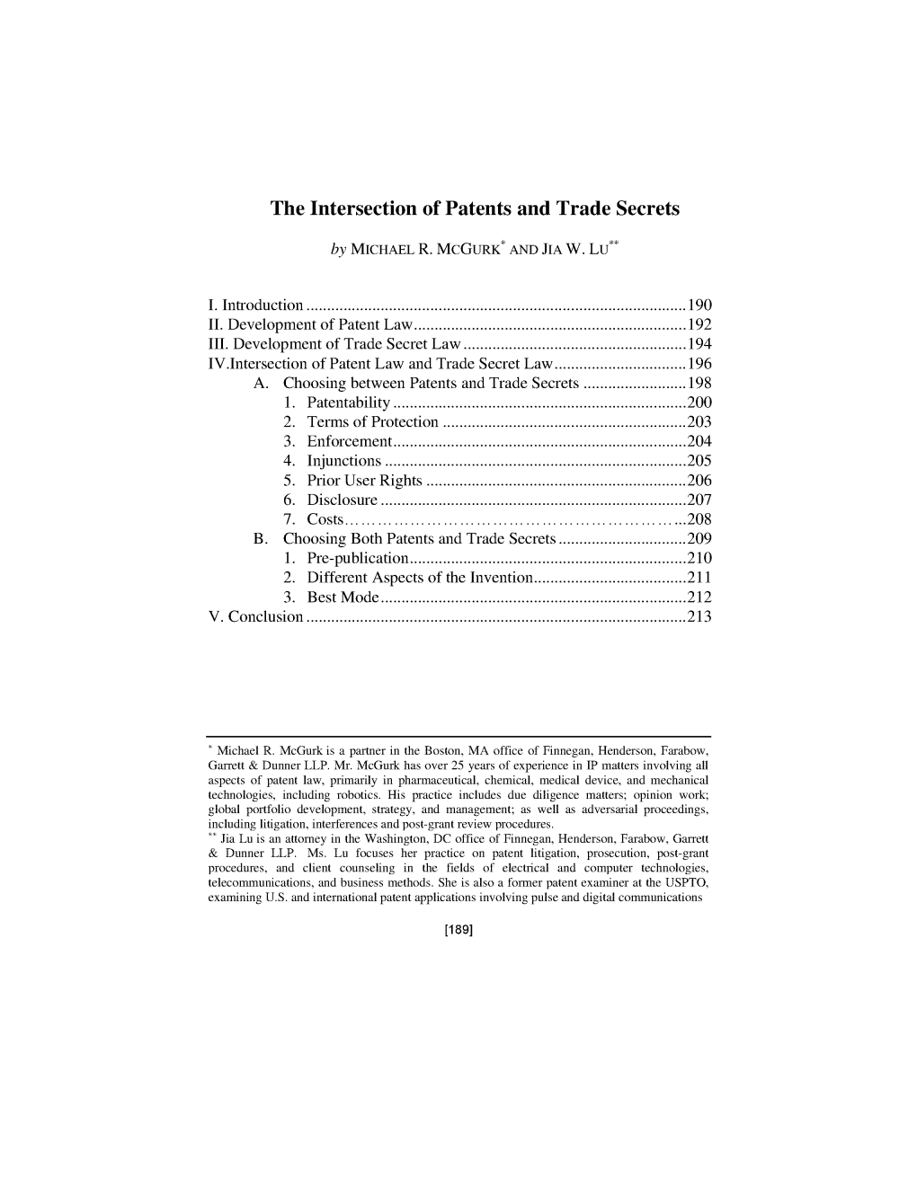 The Intersection of Patents and Trade Secrets