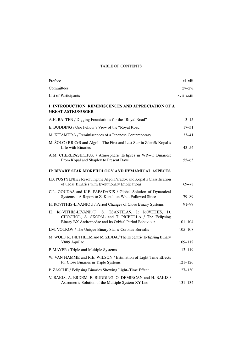 TABLE of CONTENTS Preface Xi–Xiii Committees Xv–Xvi List Of