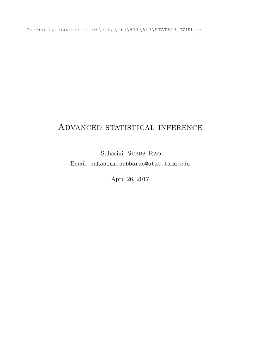 Advanced Statistical Inference