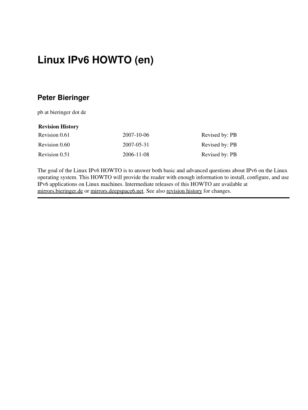 Linux Ipv6 HOWTO (En)