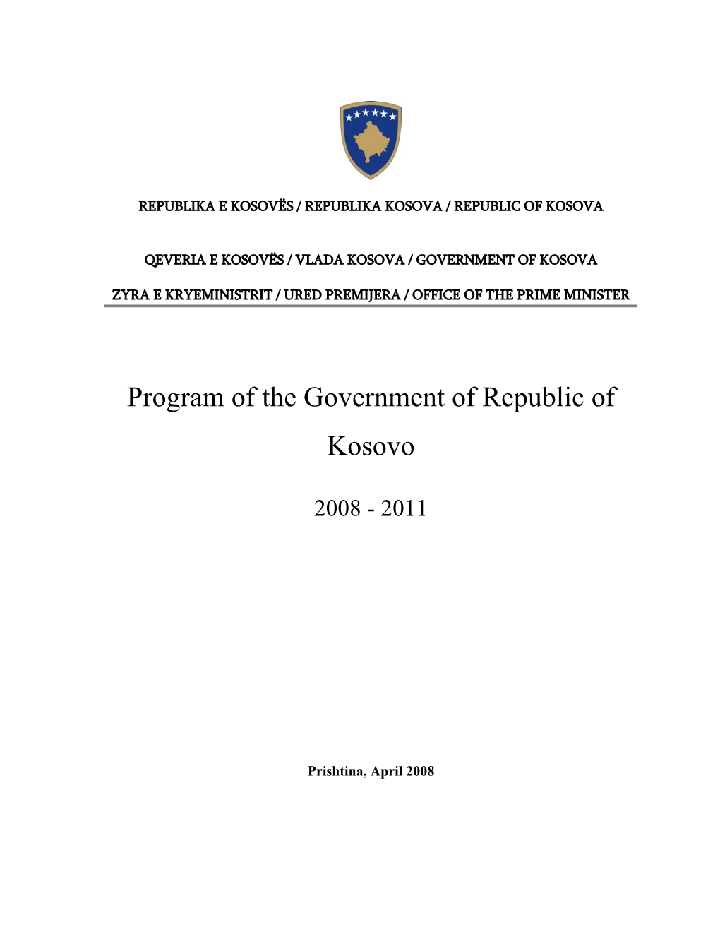 Program of the Government of Republic of Kosovo