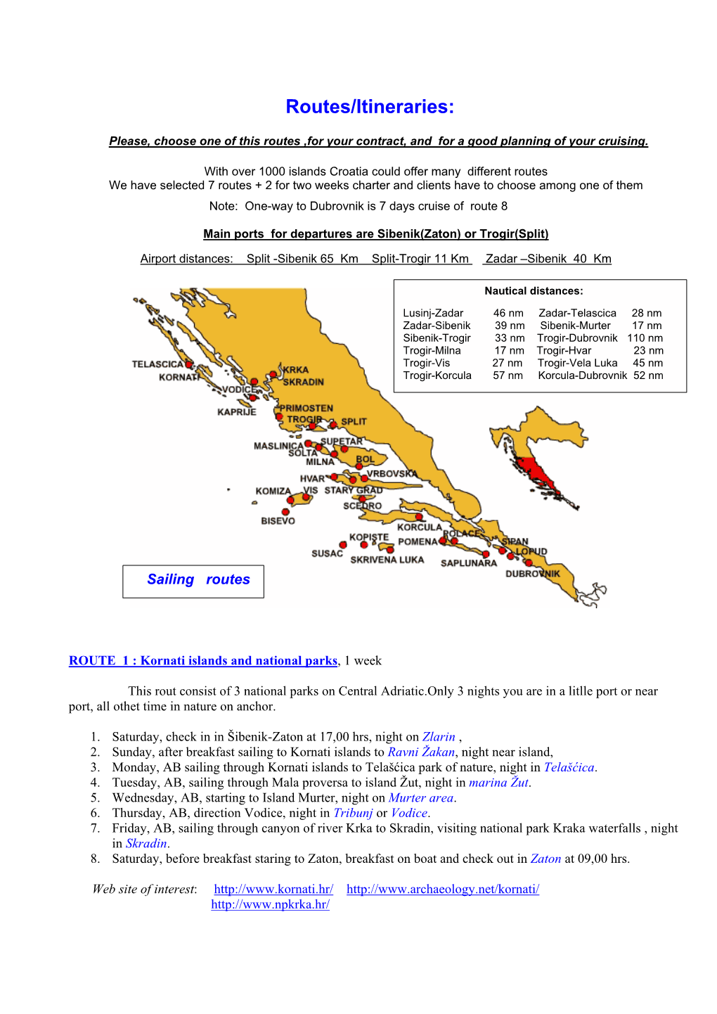 Routes/Itineraries