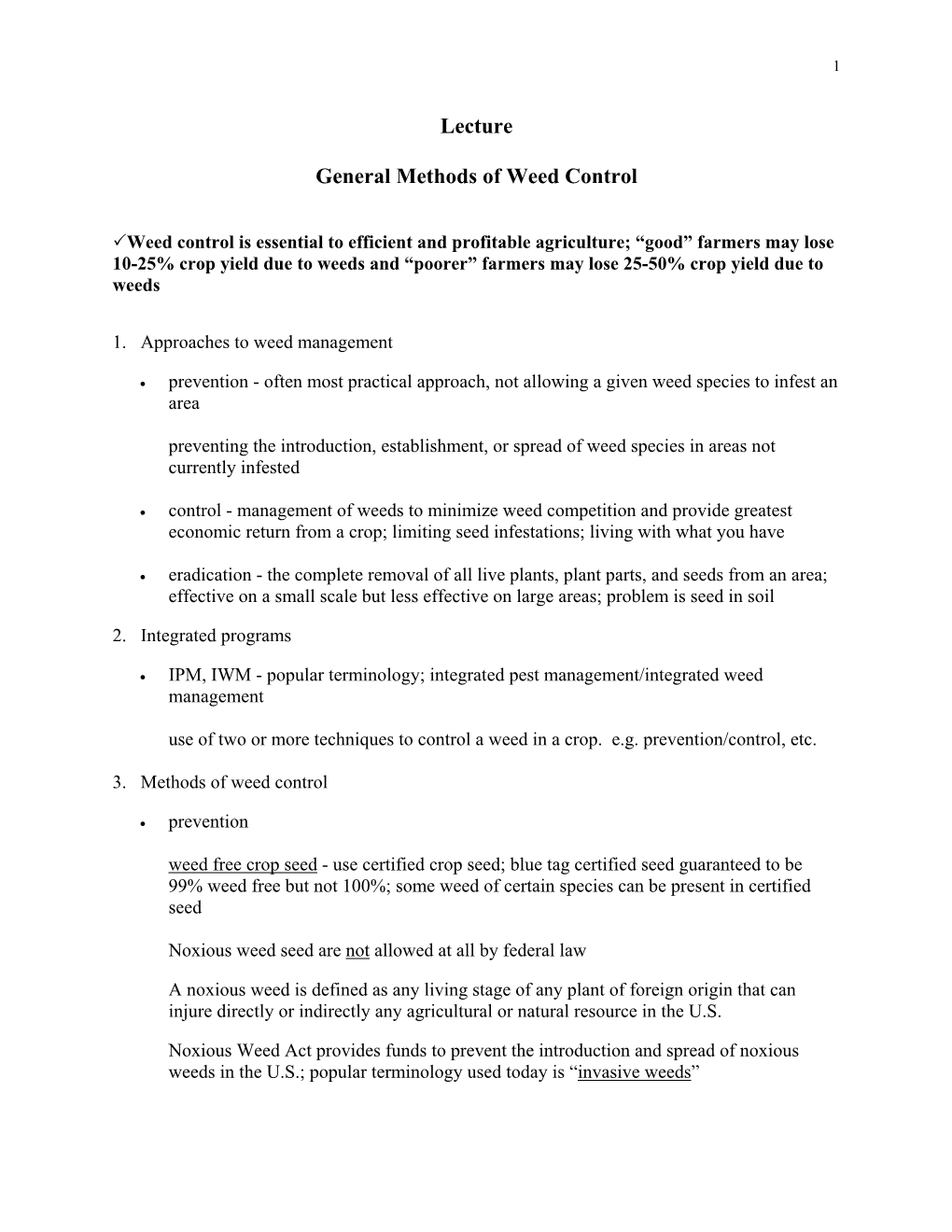 Lecture General Methods of Weed Control