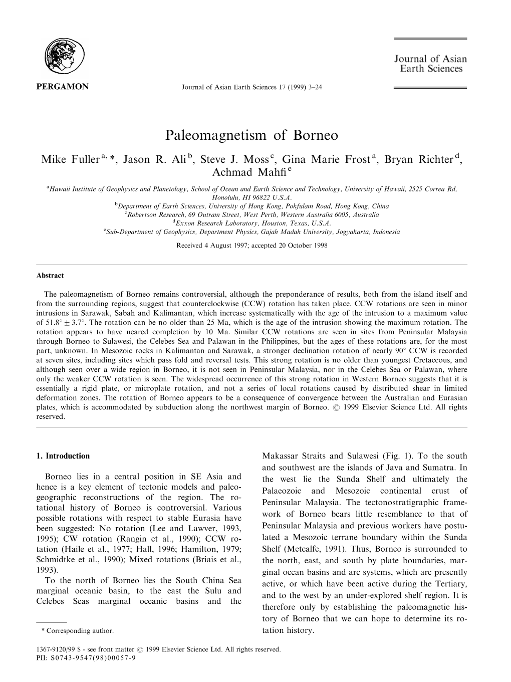 Paleomagnetism of Borneo