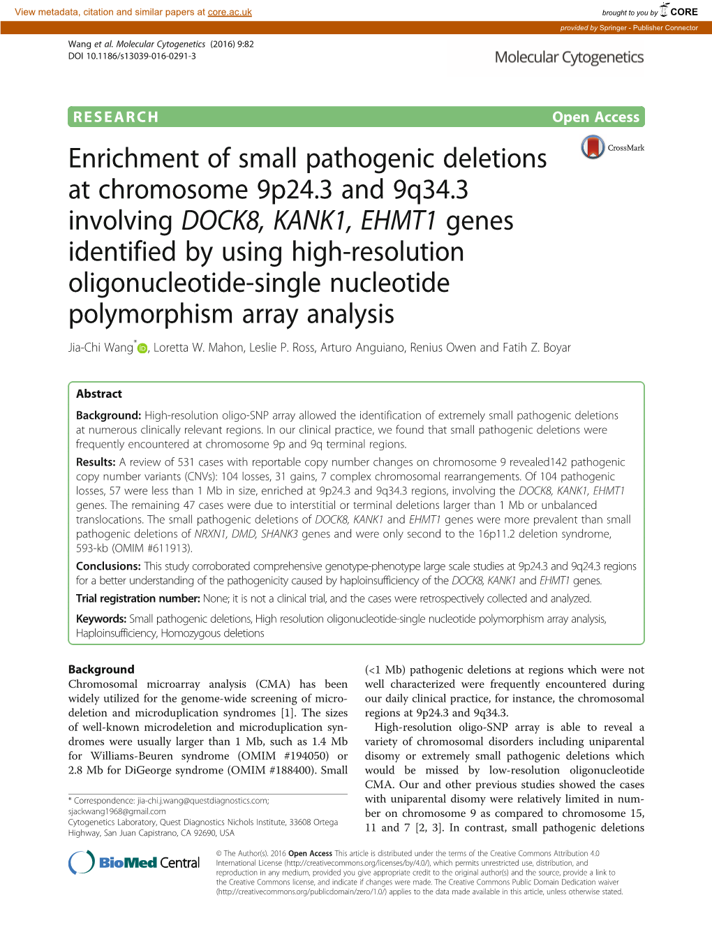 Enrichment of Small Pathogenic Deletions at Chromosome 9P24.3