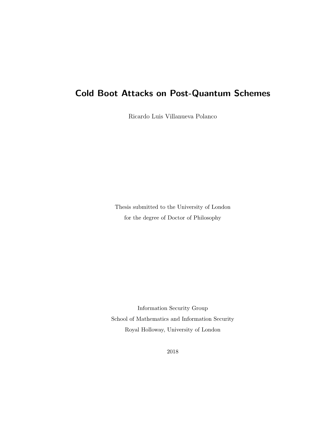 Cold Boot Attacks on Post-Quantum Schemes