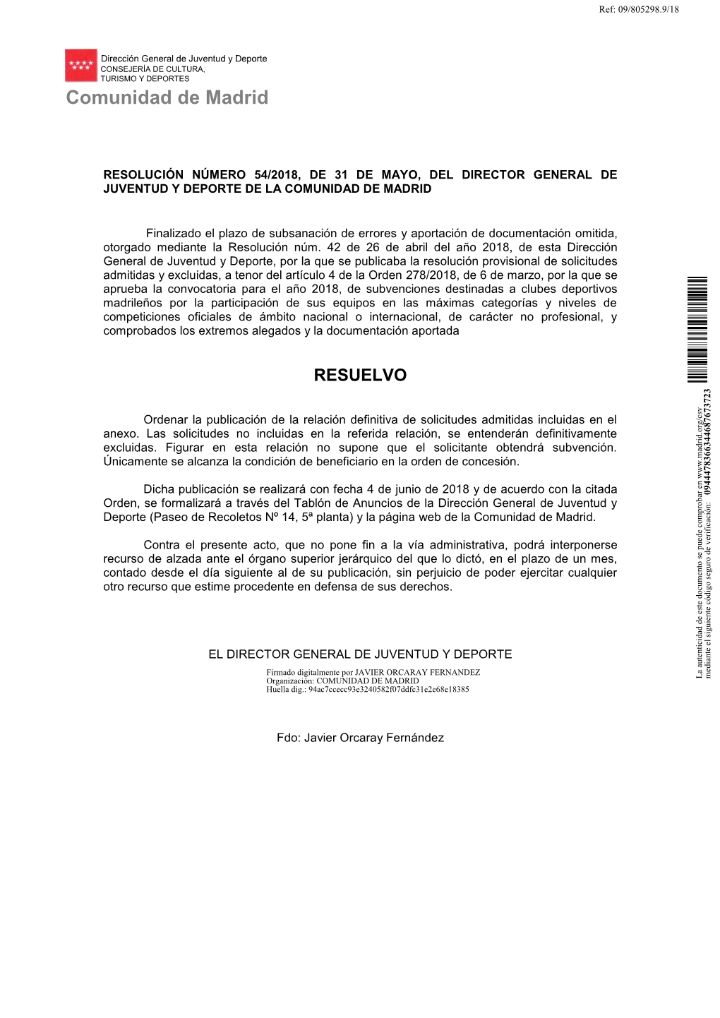 Relación Definitiva De Solicitudes Admitidas Incluidas En El Anexo