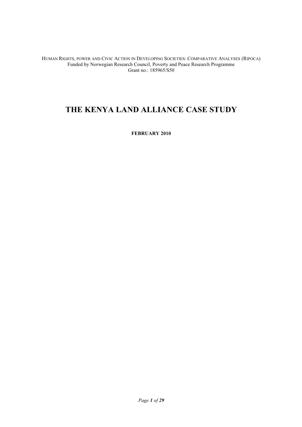The Kenya Land Alliance Case Study