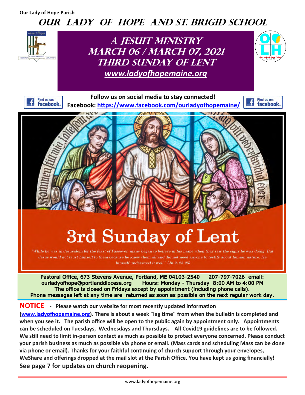 A Jesuit Ministry March 06 / March 07, 2021 Third Sunday of Lent