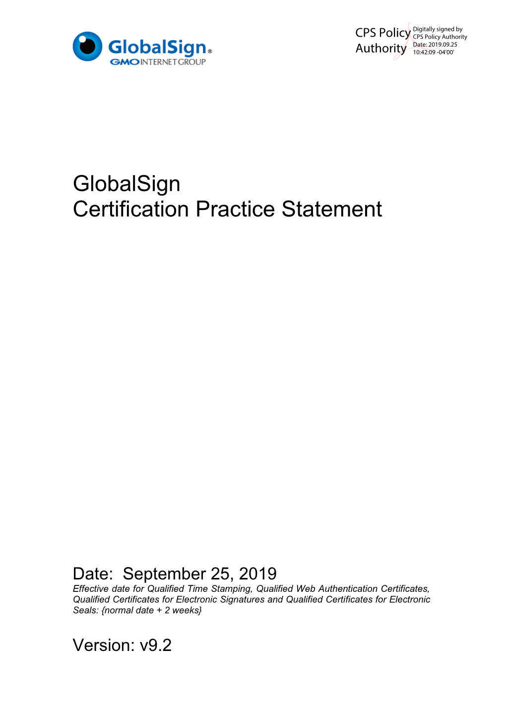 Globalsign Certification Practice Statement