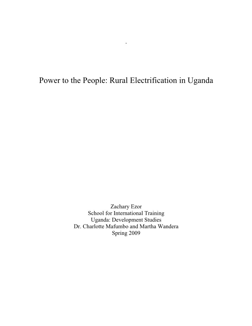 Rural Electrification in Uganda