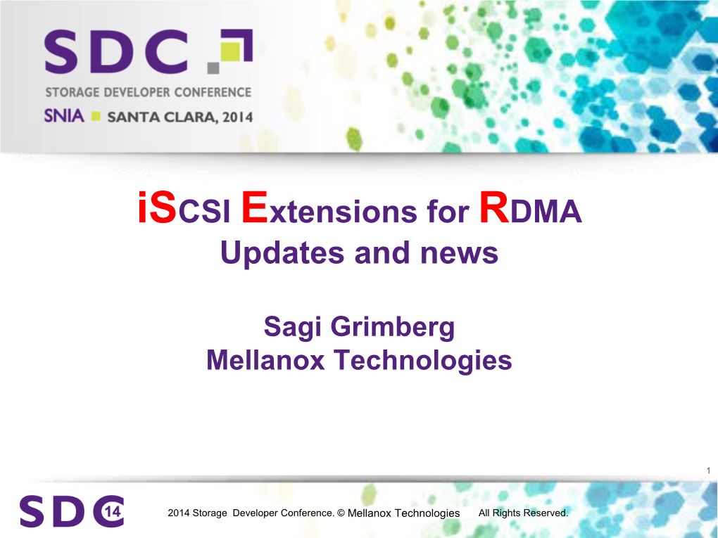Iscsi Extensions for RDMA Updates and News