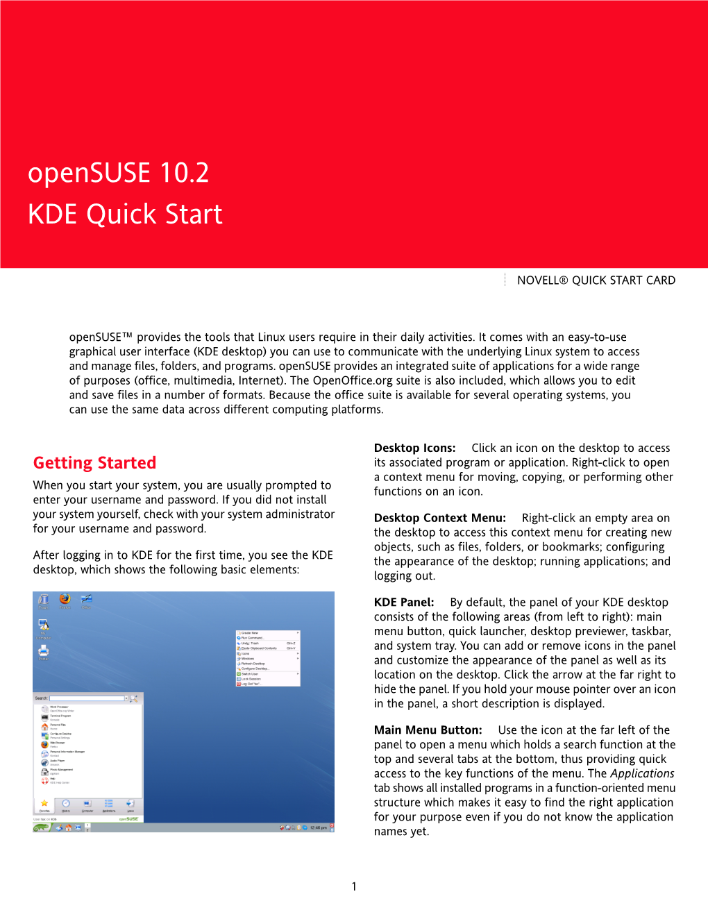 Opensuse 10.2 KDE Quick Start