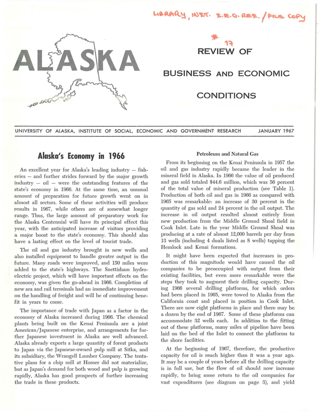 Alaska's Economy in 1966