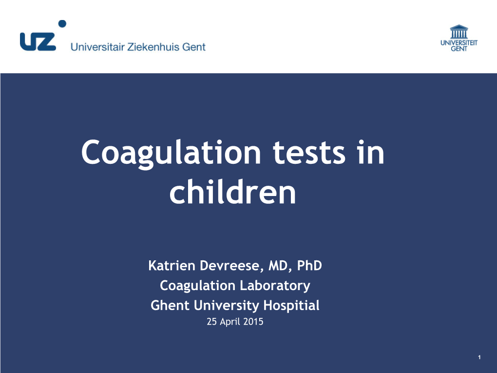 Coagulation Tests in Children